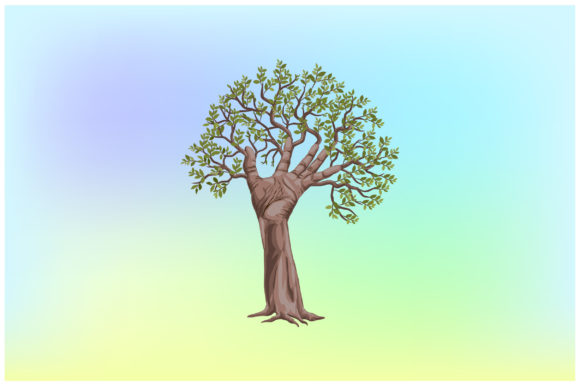 Abstract Hand Tree Illustrations: Eco-Friendly Design Assets