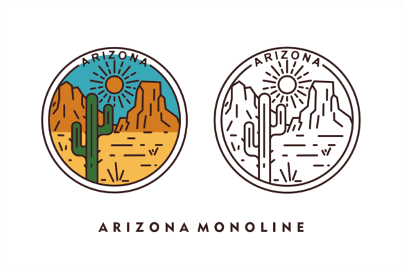 Arizona Desert Monoline Illustrations: A Modern Design Essential