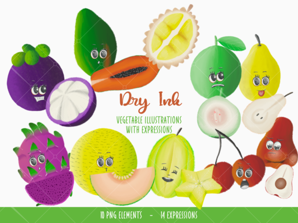 Dry Ink Fruit Illustrations: Fresh Art for Modern Design
