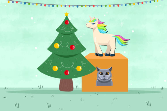 Enchant Your Holiday Designs with Unicorn Cat Christmas Illustrations