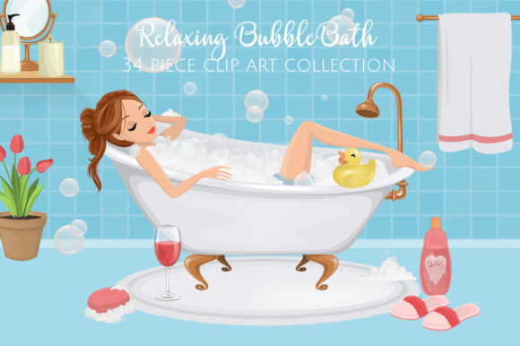 Explore the Calming Aesthetic of Bubble Bath Illustrations