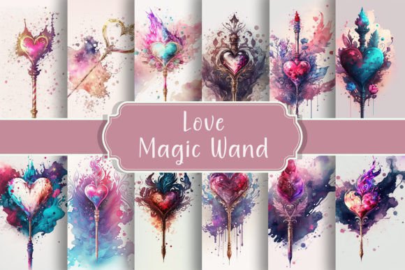 Love Magic Wand PNG & JPG Illustrations