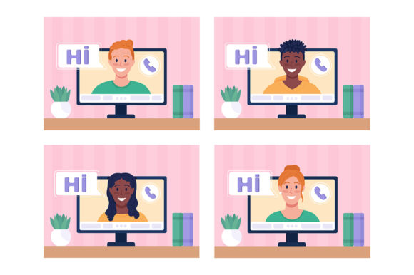 Making Video Call at Home Illustrations for Modern Projects