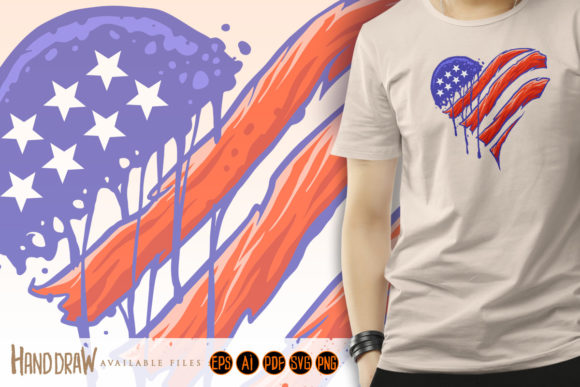 Patriotic Design with Heart: American Flag Illustrations