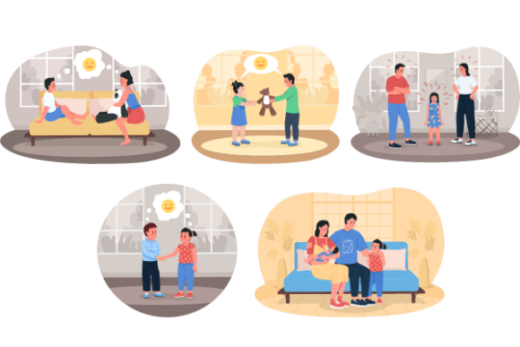 Visual Storytelling with Family Conflict Illustrations